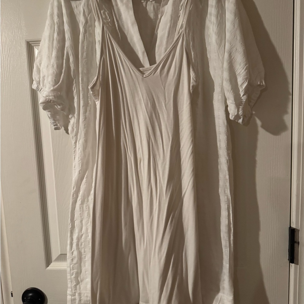 Anthropologie White V-neck Tunic Dress - Picture 6 of 8